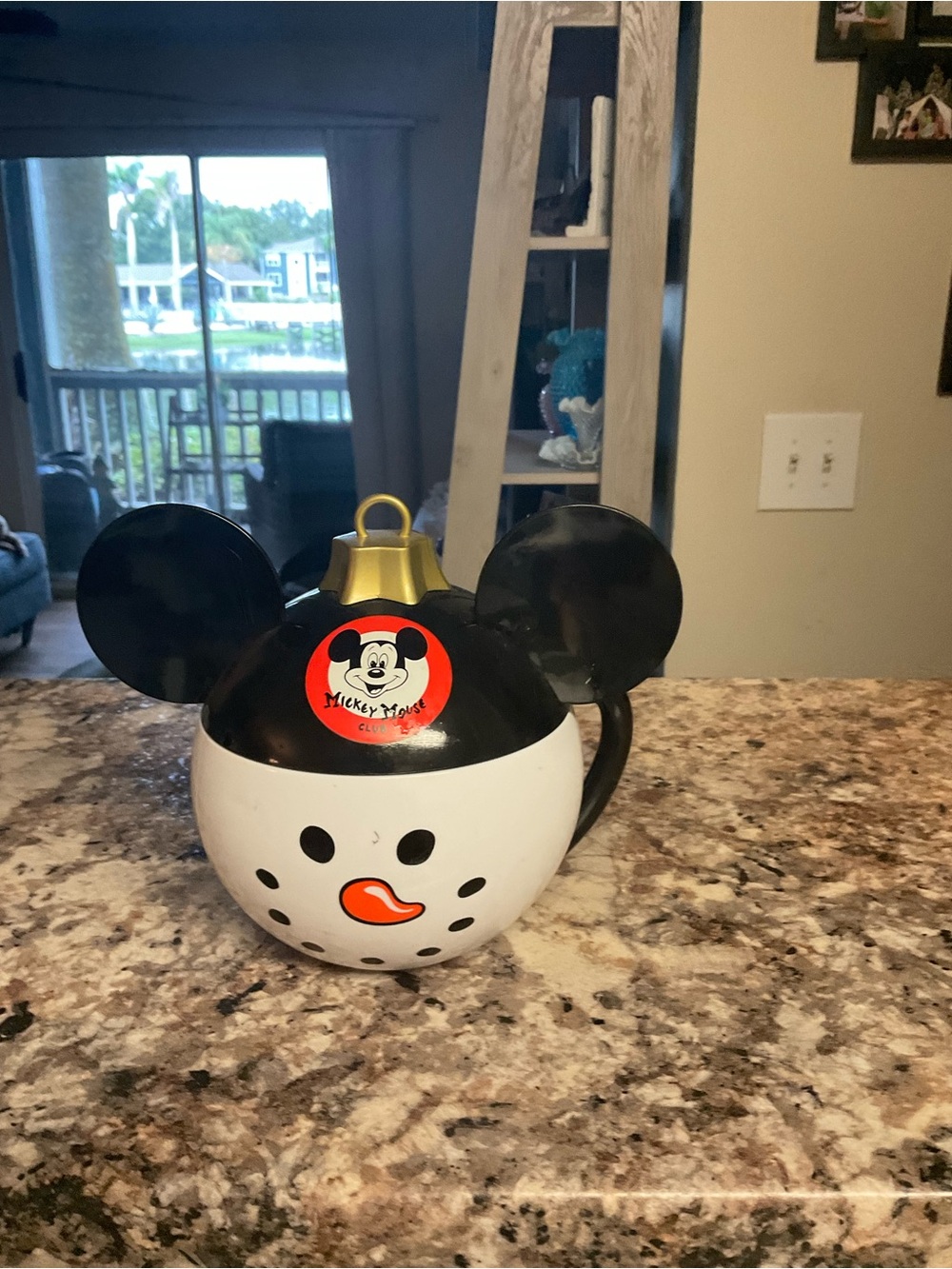Disney Black, White and Orange Mickey Snowman Ornament Plastic